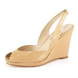MICHAEL KORS "VIVIAN" WEDGE PATENT LEATHER SLINGBACK, 6M
